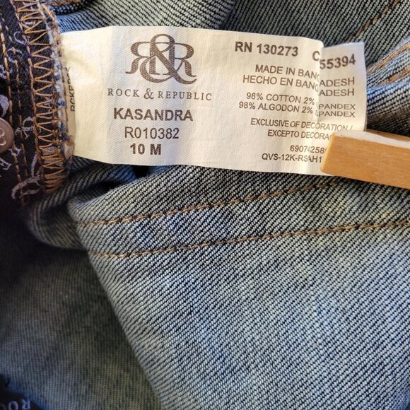 Rock & Republic Jeans Womens Size 10 Kasandra Bootcut Dark Wash Distressed - Picture 8 of 9